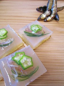 八寸・稚鮎有馬煮・夏野菜寒天寄せ2018 八寸・稚鮎有馬煮・夏野菜寒天寄せ2018