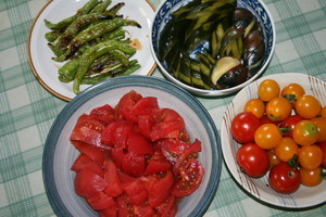 「夏野菜オンパレード」の食卓 「夏野菜オンパレード」の食卓